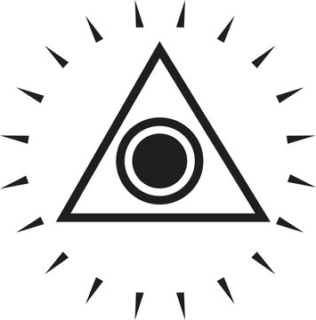 All seeing eye pyramid logo. Esoteric occult icon. Eye of horus in triangle symbol concept. Vector illustration.
