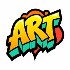 The word ART in street art graffiti lettering vector image style on a white background.