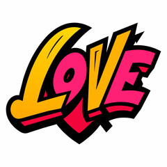 The word LOVE in street art graffiti lettering vector image style on a white background. - obrazy, fototapety, plakaty