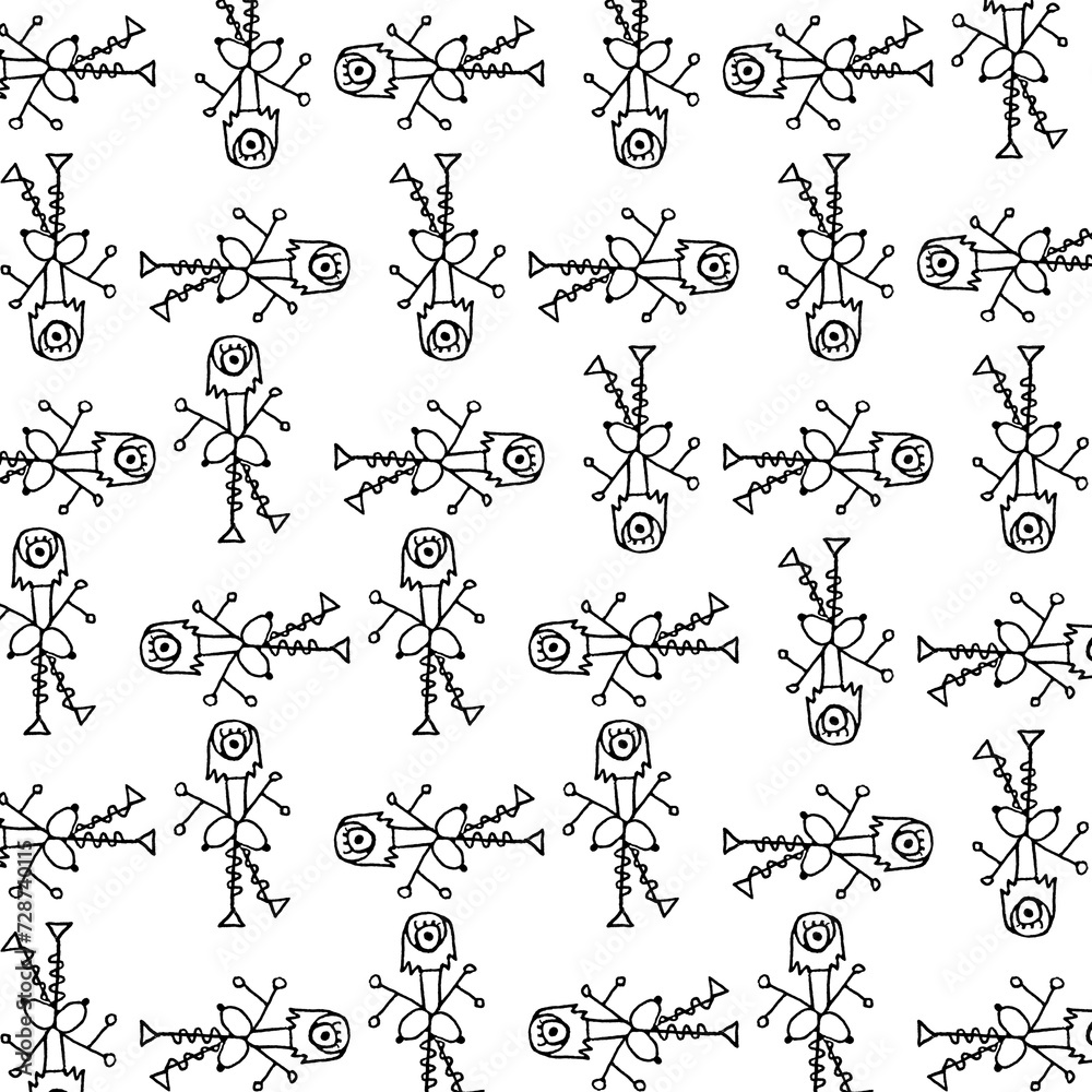 Canvas Prints fantasy female robot linear drawing motif pattern