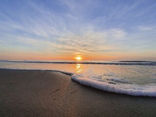 Sunset on the beach Zandvoort Beach Netherlands - obrazy, fototapety, plakaty