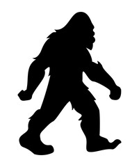silhouette of sideview walking bigfoot creature