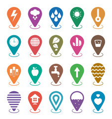 symbols in colorful location sign