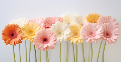 Fototapeta premium Beautiful gerbera daisies in pastel colors. Natural women's day concept
