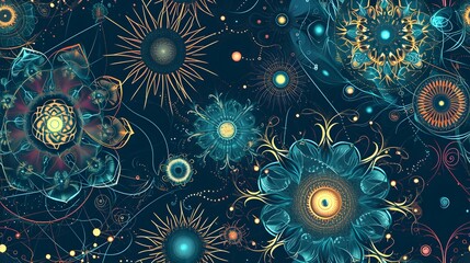 celestial-inspired pattern with cosmic elements seamless pattern