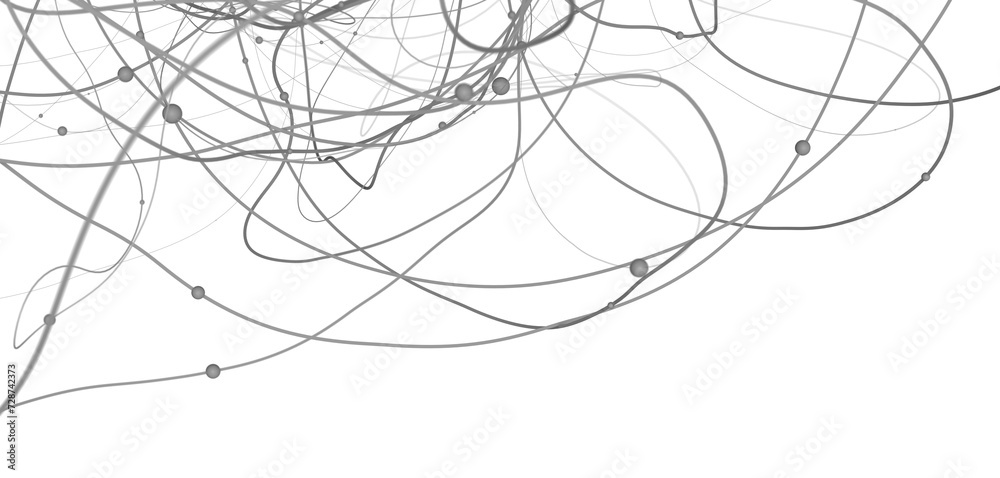 Poster Multi color connected lines and dots network 3d illustration