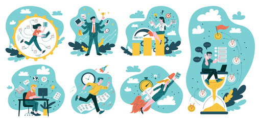 Productive people concepts set.