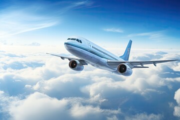 Naklejka na ściany i meble an airliner travel in the blue skies