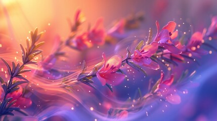 Fototapeta na wymiar Dreamy Petals: Rosmarinus blooms sway in gentle breezes, their wavy petals exuding serenity.