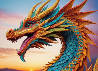 Obraz premium colorful dragon among bright colors