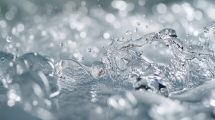 silver splash with white flowing water, abstract background