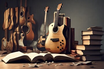 guitar and music notes
