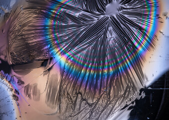 Flow chrome metallic foil texture abstract background  thin-film interference science, iridescent colorful glossy rainbow colors