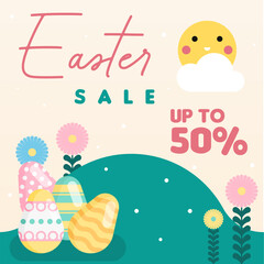 Easter sale banner background illustration. Easter sale banner template