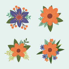 Branching Beauty: Sweet Flowers Adorned with Leafs