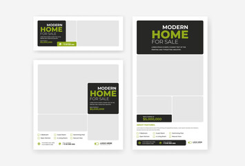 Real Estate home sale social media template design set, home sale post, cover and story design