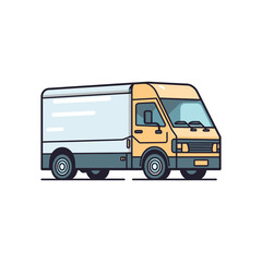 Delivery Van,simple,minimalism,flat color,vector illustration,thick outlined,white background