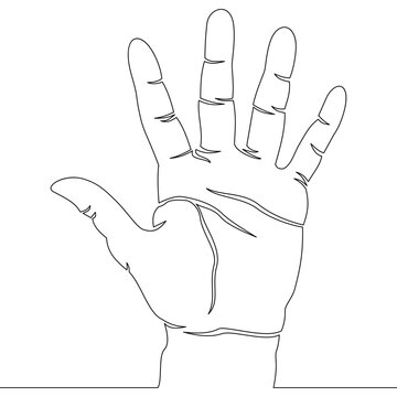 Continuous line drawing hand open palm fingers gestures icon vector illustration concept