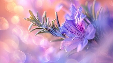 Fototapeta na wymiar Graceful Petals: Extreme macro view of rosemary flower, its fluid and wavy petals evoking tranquility.