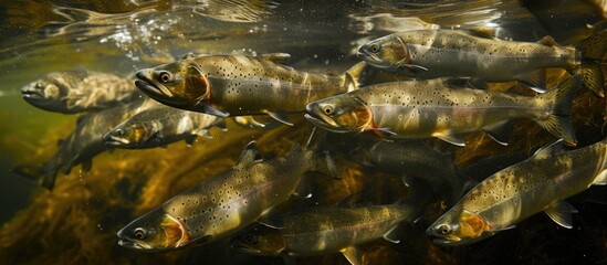 A cohort of juvenile salmon, preparing for migration to the ocean, called Smolts.