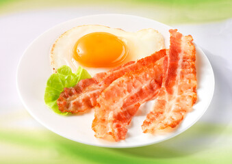 Bacon, Eier mit Speck, Frühstück, Speck gebraten, Spiegelei,