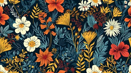 Möbelaufkleber Seamless pattern with fantasy flowers, natural wallpaper, floral decoration © Sagar