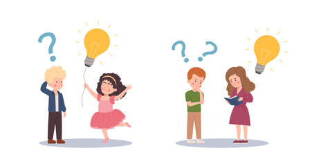 Children, education concept, vector cartoon flat illustration on white