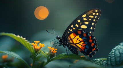 Fototapeta na wymiar A butterfly in nature. AI generate illustration
