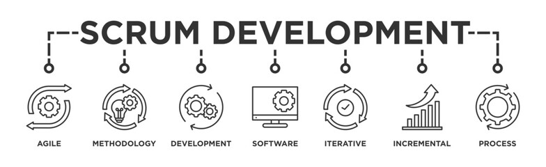 Scrum development banner web icon vector illustration concept with icon of agile, methodology, development, software, iterative, incremental and process