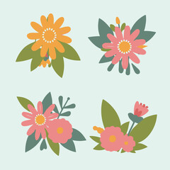 Fototapeta premium Whimsical Wilderness: Cute Flowers Dancing with Branches