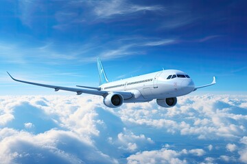 Naklejka na ściany i meble an airliner travel in the blue skies