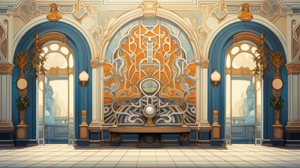 Cathedral interior architecture illustration