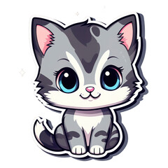 illustration of smile cat with cute cartoon Illustration Design for T-shirt, tee, logo, eps, vector, poster, banner, Sticker, background