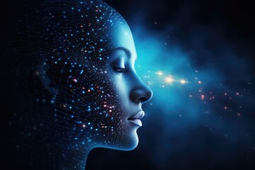 Futuristic and Innovative Imagery AI and Automation use of artificial intelligence in business processes, illustrating efficiency and productivity enhancements. Big data, machine learning and virtual.