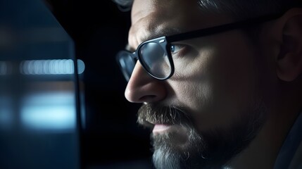 successful man's focused expression