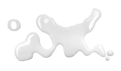 Spilled probiotic yogurt puddle isolated on white background and texture, top view