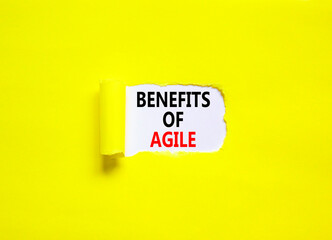 Benefits of agile symbol. Concept words Benefits of agile on beautiful white paper. Beautiful...