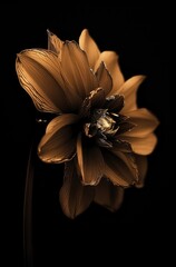 Luxurious Brown Flower with a Dark Background, Exquisite Floral Art Photography
