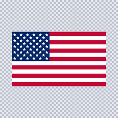 Flag of the United States of America on transparent background. Vector.
