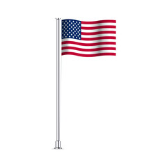 Realistic American flag isolated on white background. Waving USA flag. Vector.