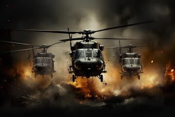 minimalistic design military war helicopters, - obrazy, fototapety, plakaty