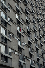 pattern of windows in contemporary glass and concrete building in Warsaw