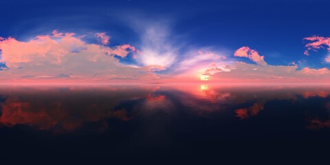 Environment map, Round panorama, spherical panorama, equidistant projection, sea sunset
3D rendering created using HDRI technology
