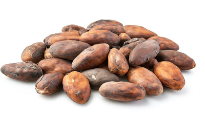 Obraz premium Kakaobohnen kerne isoliert auf weißen Hintergrund, Freisteller 