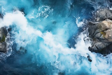 minimalistic design Spectacular aerial top view background photo of ocean sea water white wave splashing