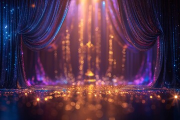 Elegant award night background, golden, blue and purple hues