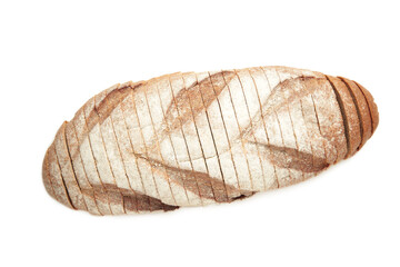 Sliced bread isolated on white background, homemade bakery concept