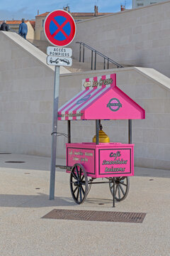 Pink Ice Cream Cart in Marseille France