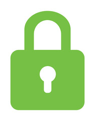 Isolated icon of locked green door padlock.