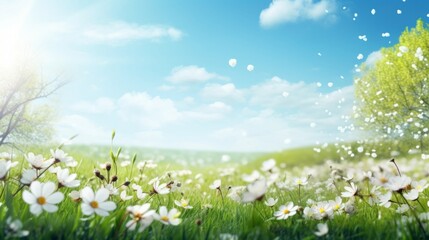Spring meadow with flowers background